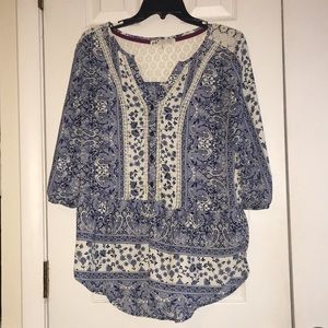 Navy and white boho tunic